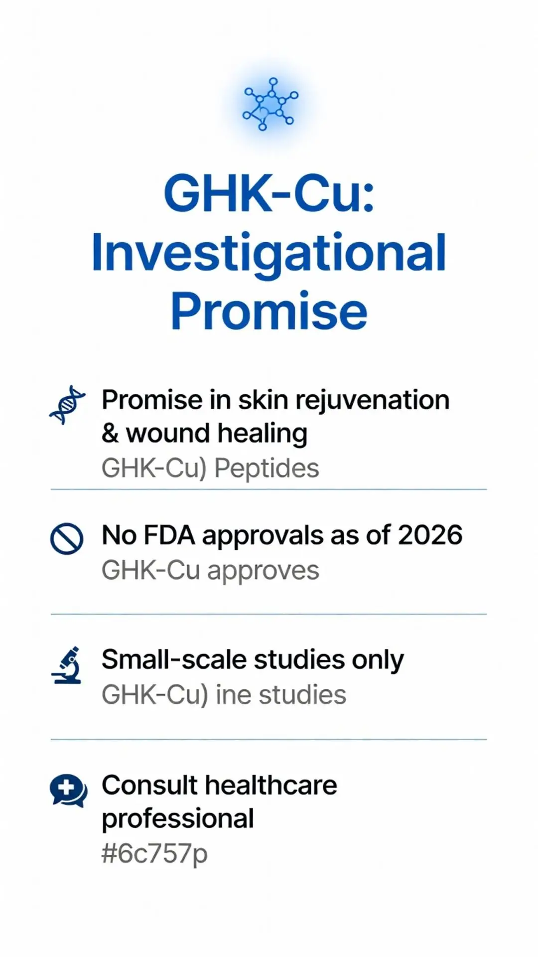 Infographic on GHK-Cu Investigational Promise in skin rejuvenation and wound healing