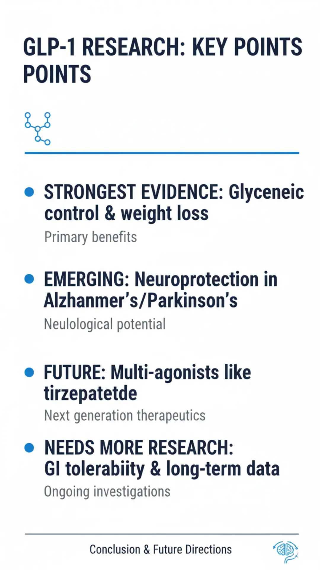 GLP-1 Research Key Points: Strongest Evidence, Emerging, Future, Needs More Research